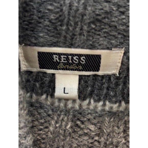 REISS Wool Fair Isle Mock Neck Sweater Size L - Picture 3 of 6